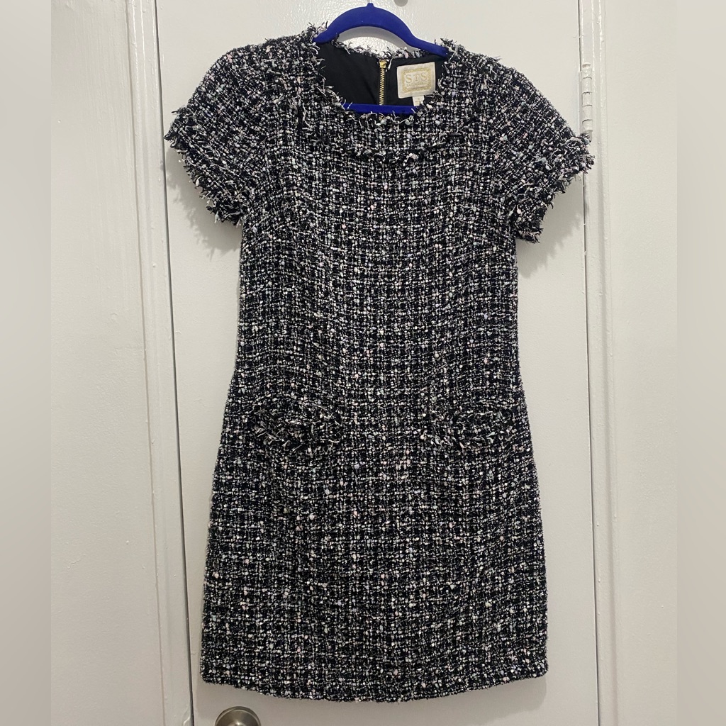 Sail To Sable Tweed Short Sleeve Woman’s Shift Dress Size 6